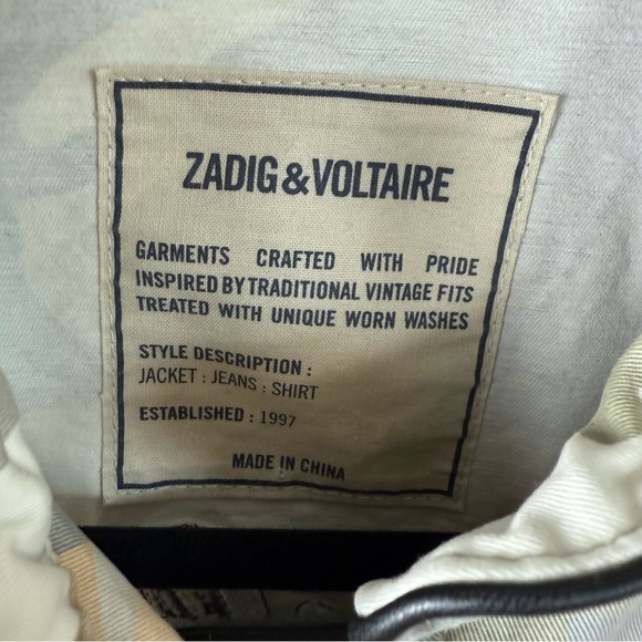 Zadig & Voltaire Cavi Camo Jacket Green Tan Casual Military Women Small Designer - Picture 9 of 13